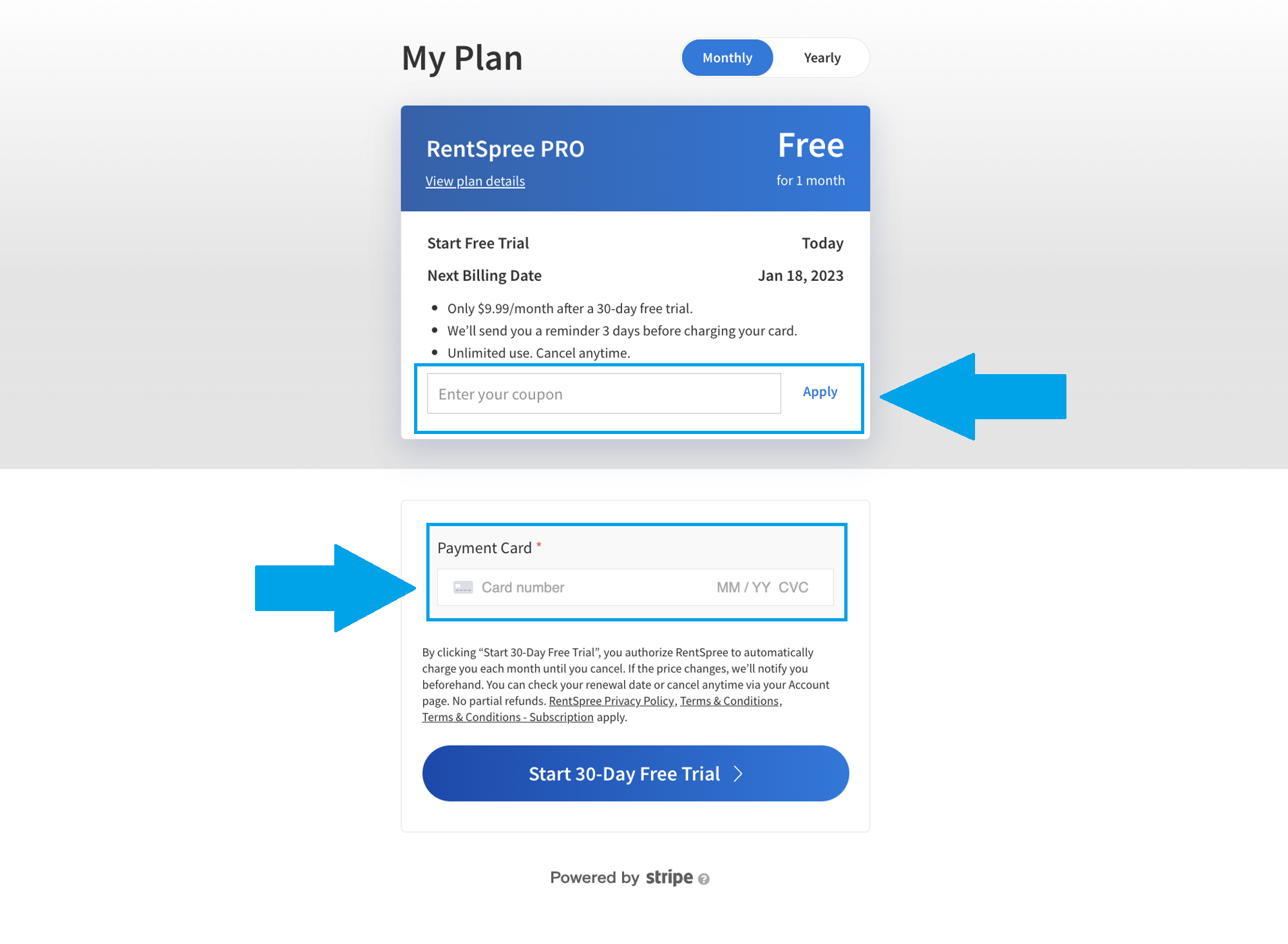 How to apply a RentSpree PRO coupon code